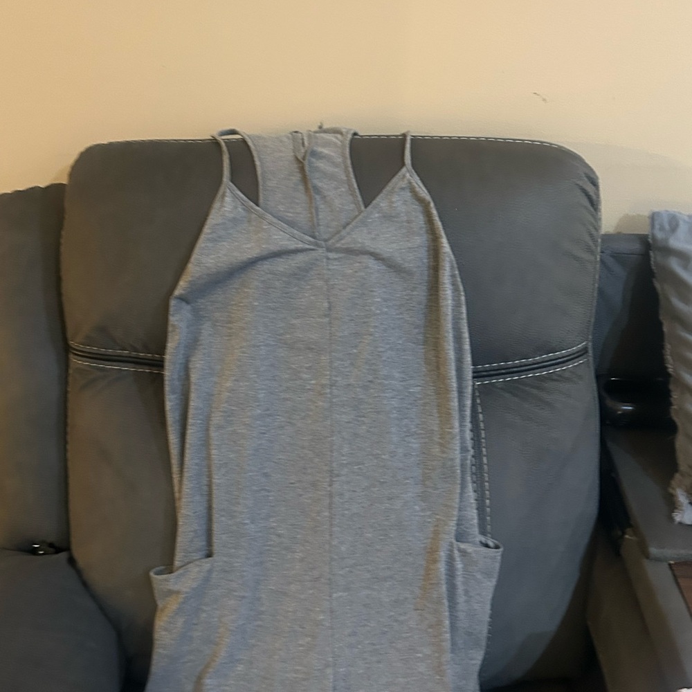 Gray Sleeveless Dress with Pockets